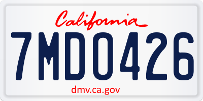 CA license plate 7MDO426