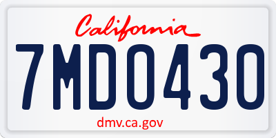 CA license plate 7MDO430
