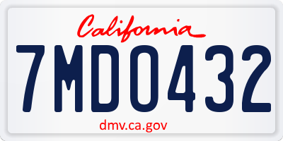 CA license plate 7MDO432