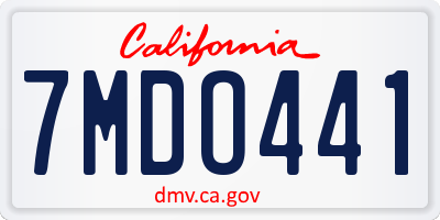 CA license plate 7MDO441