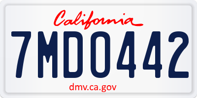 CA license plate 7MDO442