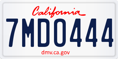 CA license plate 7MDO444