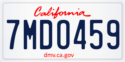 CA license plate 7MDO459