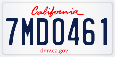 CA license plate 7MDO461