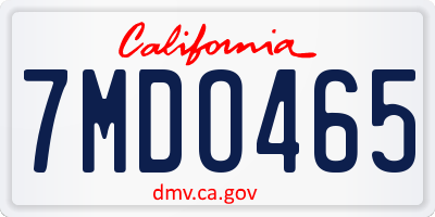 CA license plate 7MDO465