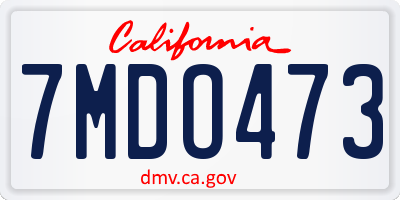 CA license plate 7MDO473