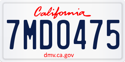 CA license plate 7MDO475