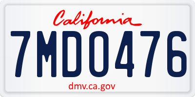 CA license plate 7MDO476