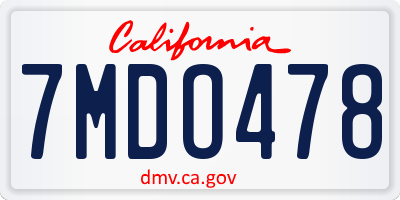 CA license plate 7MDO478