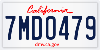 CA license plate 7MDO479