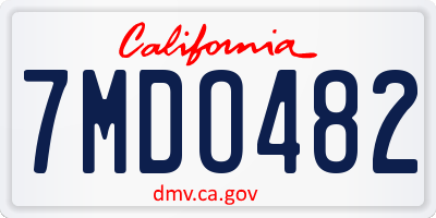 CA license plate 7MDO482