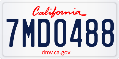 CA license plate 7MDO488