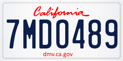 CA license plate 7MDO489