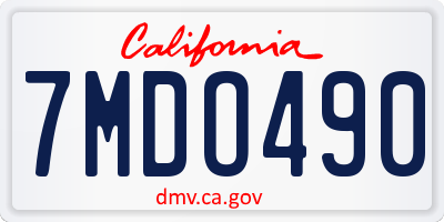 CA license plate 7MDO490