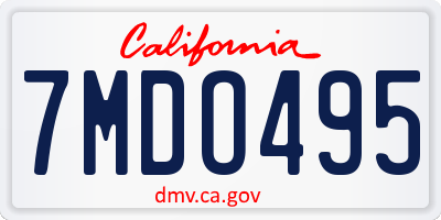 CA license plate 7MDO495