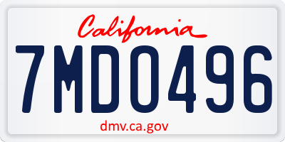 CA license plate 7MDO496