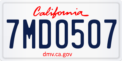 CA license plate 7MDO507