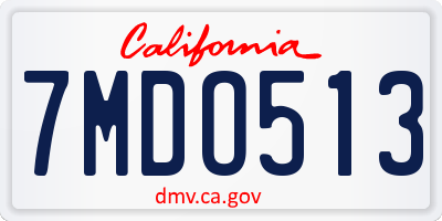 CA license plate 7MDO513