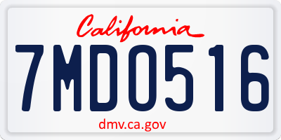 CA license plate 7MDO516