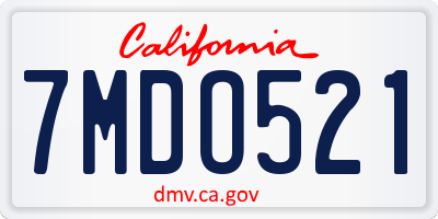 CA license plate 7MDO521