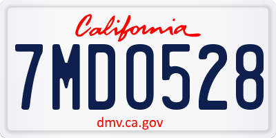 CA license plate 7MDO528