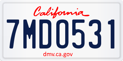 CA license plate 7MDO531