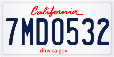 CA license plate 7MDO532