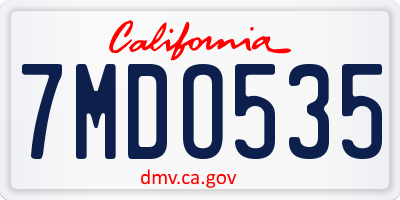 CA license plate 7MDO535