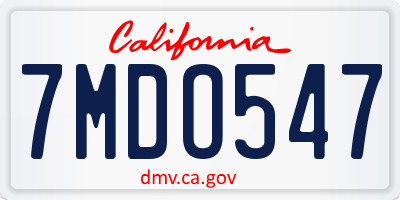 CA license plate 7MDO547