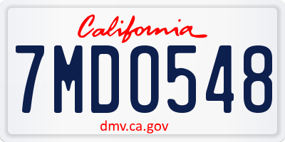 CA license plate 7MDO548