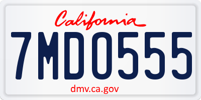 CA license plate 7MDO555