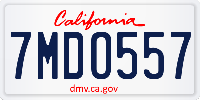 CA license plate 7MDO557