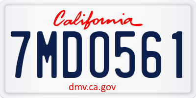 CA license plate 7MDO561