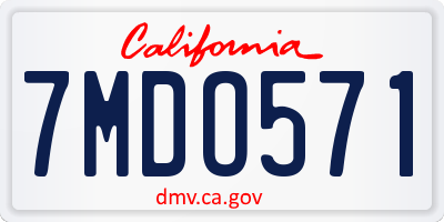CA license plate 7MDO571