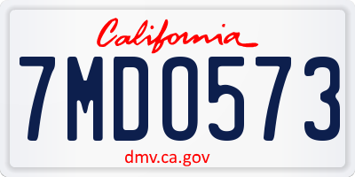CA license plate 7MDO573