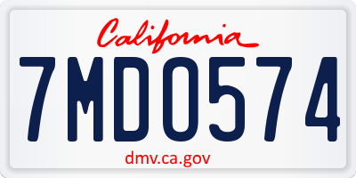 CA license plate 7MDO574