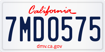 CA license plate 7MDO575