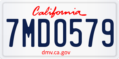 CA license plate 7MDO579