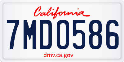 CA license plate 7MDO586