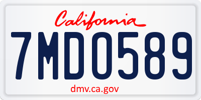 CA license plate 7MDO589