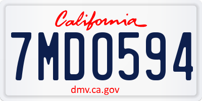 CA license plate 7MDO594
