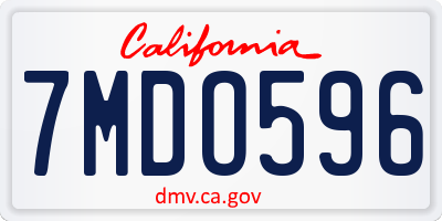 CA license plate 7MDO596