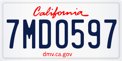 CA license plate 7MDO597