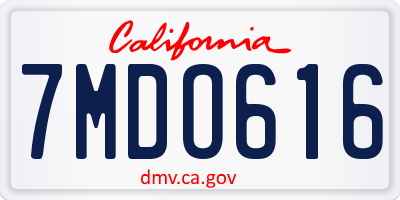 CA license plate 7MDO616
