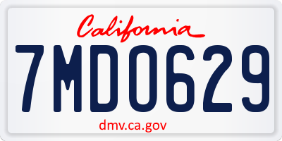 CA license plate 7MDO629