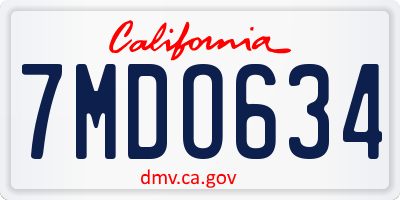 CA license plate 7MDO634