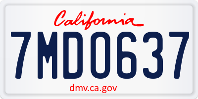 CA license plate 7MDO637