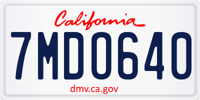 CA license plate 7MDO640