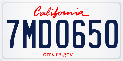 CA license plate 7MDO650