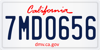 CA license plate 7MDO656